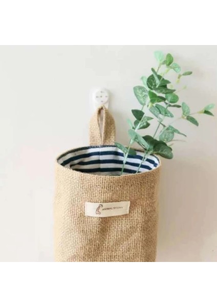 M Tarzı Pamuk Keten Çanta Masaüstü Depolama Sepeti Asılı Cep Küçük Çuval Çeşitli Eşyalar Saklama Kutusu Kozmetik Saklama Çantası Masaüstü Organizatör (Yurt Dışından) fırsatları