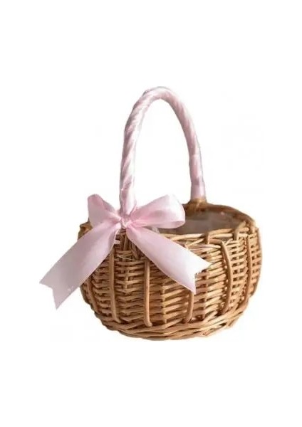 Pembe S Tarzı 1 Adet El Yapımı Dokuma Çiçek Sepeti El Hasır Dekoratif Torage Sepetleri Ev Sofra Organizatör Malzemeleri Için (Yurt Dışından)