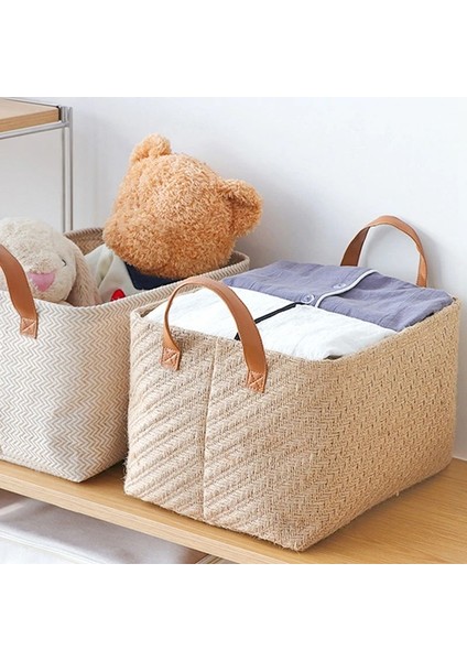 Yeşil Stil S 26X21X16CM 2 Adet Dokuma Depolama Sepeti Çevre Dostu Ev Saklama Kutusu Katlanabilir Organizatör Kutusu Kolları Çamaşır Sepetleri Oyuncaklar Çeşitli Eşyalar Organizatör (Yurt Dışından)