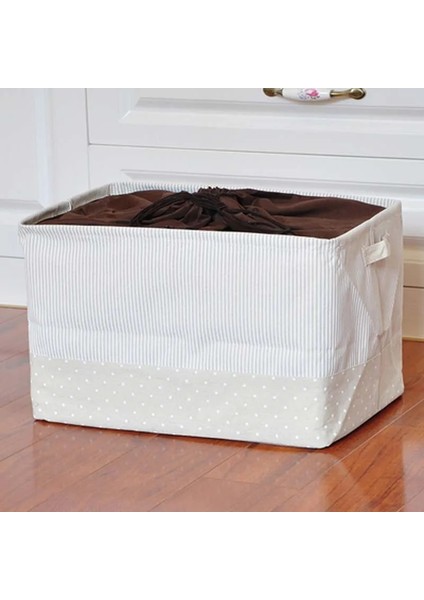 H Tarzı U 46X32X28CM Pamuk ve Keten Nokta Şerit Çiçek Çamaşır Depolama Sepeti Kapaklı Büyük Kapasiteli Kirli Giysiler Çocuk Oyuncakları Organizatör (Yurt Dışından)