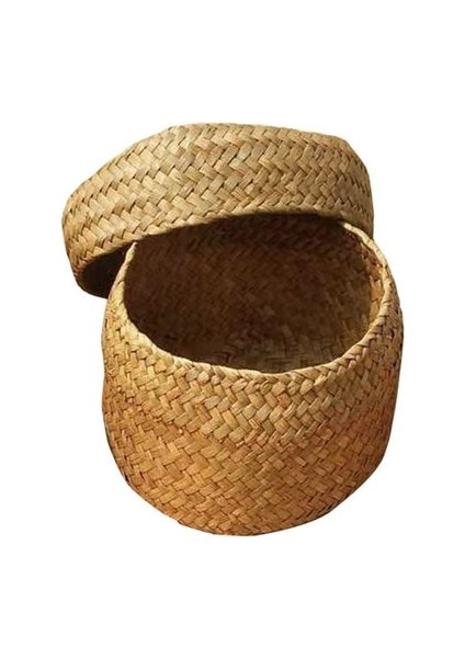 Sarı Stil 12.5*8 cm El Yapımı Bambu Depolama Sepeti Aperatif Hasır Rattan Seagrass Göbek Bahçe Saksı Ekici Sepeti Fg Kutusu (Yurt Dışından)