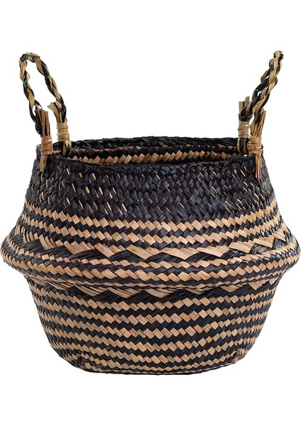 Odl Moda Stili M-28CMX24CM Whısm Seagrass Çamaşır Depolama Sepeti Katlanır El Yapımı Saman Saksı Ekici Sepet Hasır Oyuncak Depolama Tutucu Organizatör (Yurt Dışından)