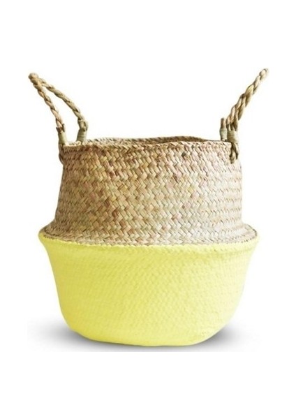 Yarım Sarı Stil 32CM Bitki Seagrass Sepet Depolama Sepeti Oyuncaklar Ins Ev Dekorasyon Çamaşır Sepeti Organizador Cocina Bambu Saksı Sepet (Yurt Dışından)