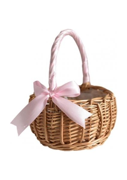 Pembe L Tarzı 1 Adet El Yapımı Dokuma Çiçek Sepeti El Hasır Dekoratif Torage Sepetleri Ev Sofra Organizatör Malzemeleri Için (Yurt Dışından)