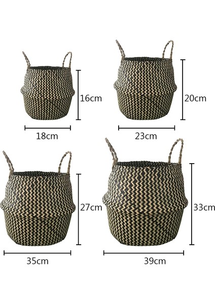 23X20CM Stili El Yapımı Bambu Saklama Sepetleri Nordic Katlanabilir Çamaşır Hasır Hasır Rattan Seagrass Belly Garden Saksı Ekici Sepeti (Yurt Dışından)