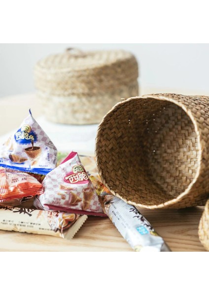 Sarı Stil 12.5*8 cm El Yapımı Bambu Depolama Sepeti Aperatif Hasır Rattan Seagrass Göbek Bahçe Saksı Ekici Sepeti Fg Kutusu (Yurt Dışından)