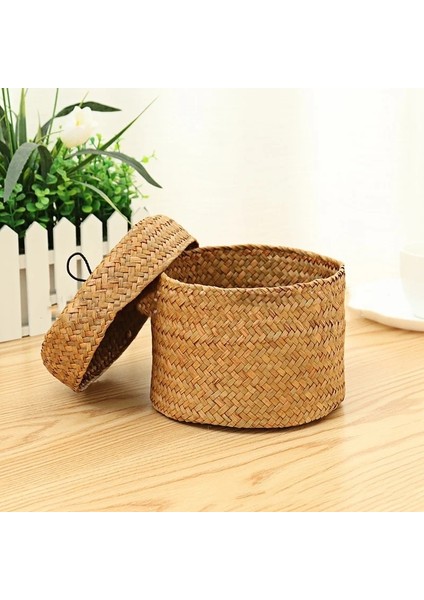 Sarı Stil 12.5*8 cm El Yapımı Bambu Depolama Sepeti Aperatif Hasır Rattan Seagrass Göbek Bahçe Saksı Ekici Sepeti Fg Kutusu (Yurt Dışından)