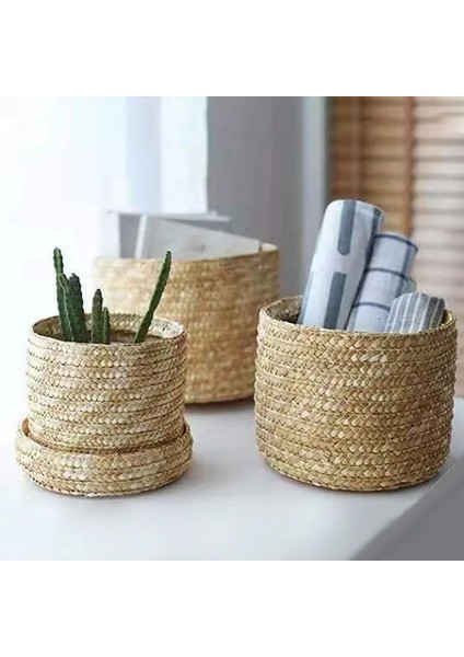 18X16CM G Stili El Yapımı Hasır Dokuma Kapaklı Depolama Sepeti Aperatif Organizatör Saklama Kutusu Çamaşır Sepetleri Rattan Depolama Çiçek Sepeti (Yurt Dışından) modelleri