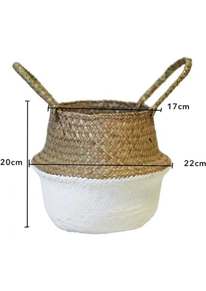 22X20X17CM L Stili El Yapımı Hasır Dokuma Kapaklı Depolama Sepeti Aperatif Organizatör Saklama Kutusu Çamaşır Sepetleri Rattan Depolama Çiçek Sepeti (Yurt Dışından)