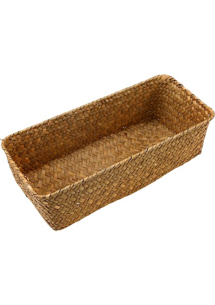 Sarı Stil M-27X13X8 cm Whısm Dokuma Depolama Sepeti Rattan Meyve Saklama Kutusu El Yapımı Çaylık Seagra Sepeti Hasır Kozmetik Organizatör (Yurt Dışından)
