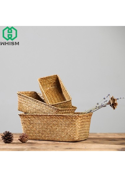 Sarı Stil M-27X13X8 cm Whısm Dokuma Depolama Sepeti Rattan Meyve Saklama Kutusu El Yapımı Çaylık Seagra Sepeti Hasır Kozmetik Organizatör (Yurt Dışından) fiyatları