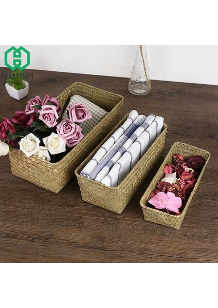 Sarı Stil M-27X13X8 cm Whısm Dokuma Depolama Sepeti Rattan Meyve Saklama Kutusu El Yapımı Çaylık Seagra Sepeti Hasır Kozmetik Organizatör (Yurt Dışından) modelleri