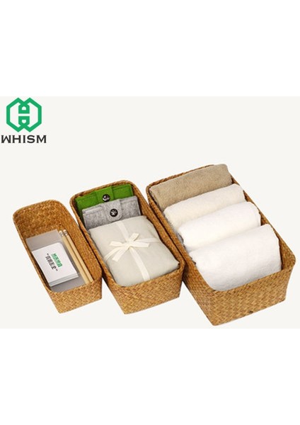 Sarı Stil M-27X13X8 cm Whısm Dokuma Depolama Sepeti Rattan Meyve Saklama Kutusu El Yapımı Çaylık Seagra Sepeti Hasır Kozmetik Organizatör (Yurt Dışından) indirimleri