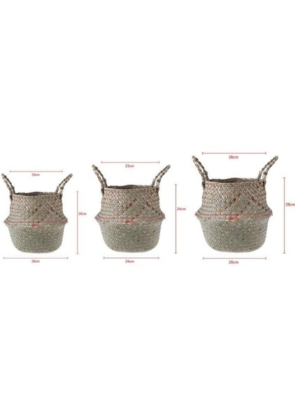 Yarım Siyah Stil 32CM El Yapımı Bambu Saklama Sepetleri Katlanabilir Çamaşır Hasır Patchwork Hasır Rattan Seagrass Göbek Bahçe Saksı Bitki Sepeti (Yurt Dışından) fırsatları