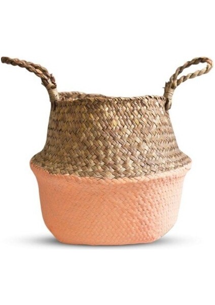 Shanhua Shop Yarım Turuncu Tarzı 32CM Hasır Depolama Sepeti Çiçek Sepetleri Çamaşır Depolama Dekoratif Sepet Rattan Saksı Bahçe Yetiştiricilerinin Ev Organizatör (Yurt Dışından)