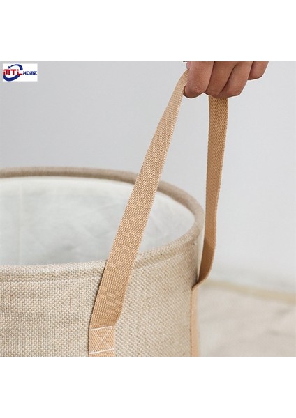 No.19 Tarzı L Beden Örgülü Jüt Kumaş Çamaşır Sepeti Pamuk Keten Kirli Giysiler Katlanabilir Depolama Sepeti Çocuk Oyuncakları Çeşitli Eşyalar Organizatör Ev Için (Yurt Dışından) indirimleri