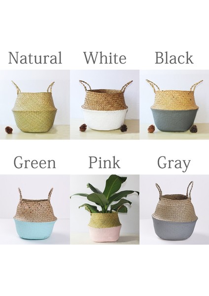 Stili Temizle Xs Beden El Yapımı Saklama Sepetleri Katlanabilir Clthoes Çamaşır Hasır Patchwork Hasır Rattan Seagrass Göbek Bahçe Saksı Bitki Sepetleri (Yurt Dışından)