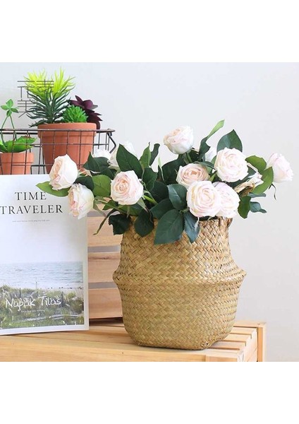 Stili Temizle Xs Beden El Yapımı Saklama Sepetleri Katlanabilir Clthoes Çamaşır Hasır Patchwork Hasır Rattan Seagrass Göbek Bahçe Saksı Bitki Sepetleri (Yurt Dışından)