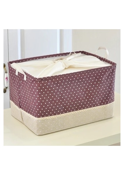 Çikolata Tarzı U 46X32X28CM Pamuk ve Keten Nokta Şerit Çiçek Çamaşır Depolama Sepeti Kapaklı Büyük Kapasiteli Kirli Giysiler Çocuk Oyuncakları Organizatör (Yurt Dışından)