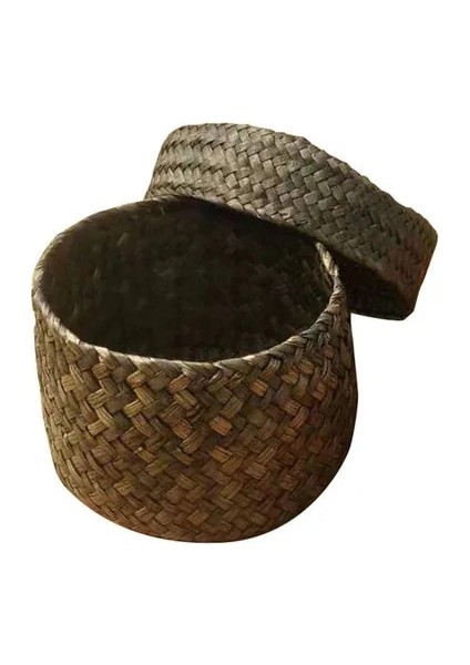 Açık Siyah Stil 12.5*8 cm El Yapımı Bambu Depolama Sepeti Aperatif Hasır Rattan Seagrass Göbek Bahçe Saksı Ekici Sepeti Fg Kutusu (Yurt Dışından)