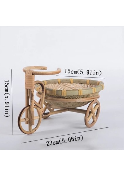 23X15CM Tarzı Mini Bambu El Yapımı Dokuma Hasır Hasır Sepet Rattan Meyve Gıda Ekmek Organizatör Bisiklet Sanat El Sanatları Mutfak Masası Dekorasyon (Yurt Dışından)