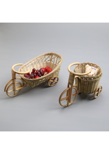 23X15CM Tarzı Mini Bambu El Yapımı Dokuma Hasır Hasır Sepet Rattan Meyve Gıda Ekmek Organizatör Bisiklet Sanat El Sanatları Mutfak Masası Dekorasyon (Yurt Dışından) fırsatları