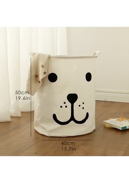 Gülümseme Köpek-Büyük Stil Çamaşır Sepeti Oyuncak Depolama Standı Kutu Sıralayıcısı Bugün Kuralları Giysi Organizatör Kutusu Ev Depolama 40*50CM Katlanabilir Kulplu Pop Up (Yurt Dışından)