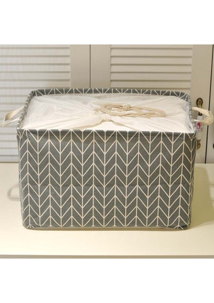 F Stili S 38X26X26CM Pamuk ve Keten Nokta Şerit Çiçek Çamaşır Depolama Sepeti Kapaklı Büyük Kapasiteli Kirli Giysiler Çocuk Oyuncakları Organizatör (Yurt Dışından)