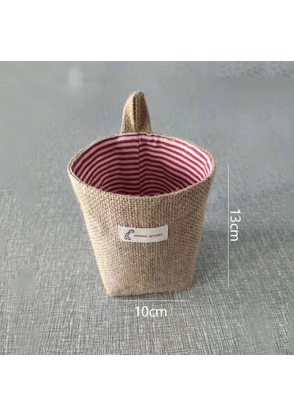 Turuncu Tarzı Asılı Saklama Sepeti Jüt Pamuk Keten Cep Saklama Kutusu Küçük Çuval Çeşitli Eşyalar Organizatör Kozmetik Organizatör Ev Dekor (Yurt Dışından)