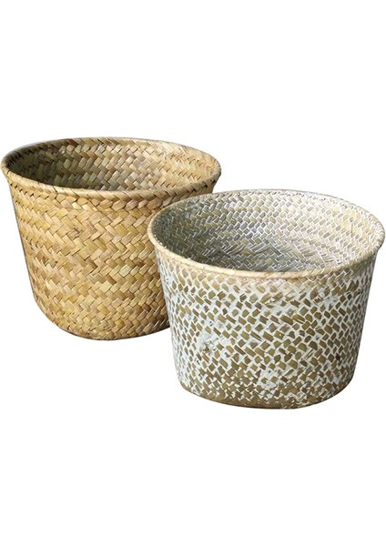 C Stili Çamaşır Hasır Patchwork Hasır Rattan Seagrass Göbek Bahçe Saksı Ekici Sepeti El Yapımı Bambu Saklama Sepetleri (Yurt Dışından) fiyatları