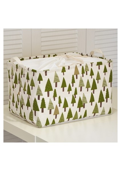 Ağaç Stili S 38X26X26CM Pamuk ve Keten Nokta Şerit Çiçek Çamaşır Depolama Sepeti Kapaklı Büyük Kapasiteli Kirli Giysiler Çocuk Oyuncakları Organizatör (Yurt Dışından)