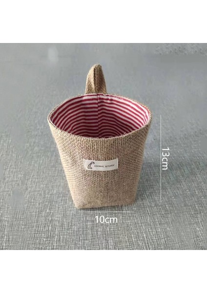 Turuncu Tarzı Jüt Pamuk Keten Çanta Masaüstü Depolama Sepeti Asılı Cep Küçük Çuval Çeşitli Eşyalar Saklama Kutusu Saplı Kozmetik Saklama Çantası (Yurt Dışından)