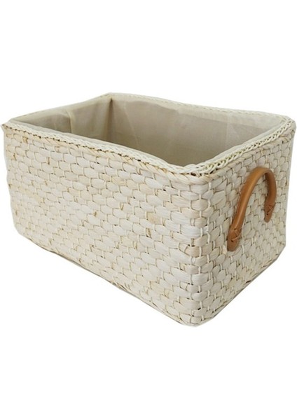 Beyaz Stil L38X26X23CM Manuel Dokuma Depolama Sepeti El Yapımı Çamaşır Hasır Sepetler Çeşitli Eşyalar Organizatör Giysi Oyuncaklar Konteyner Dekor Panier Rangement (Yurt Dışından)
