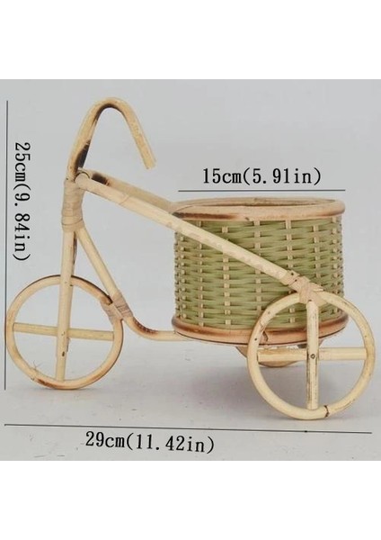 29X25CM Tarzı Mini Bambu El Yapımı Dokuma Hasır Hasır Sepet Rattan Meyve Gıda Ekmek Organizatör Bisiklet Sanat El Sanatları Mutfak Masası Dekorasyon (Yurt Dışından)