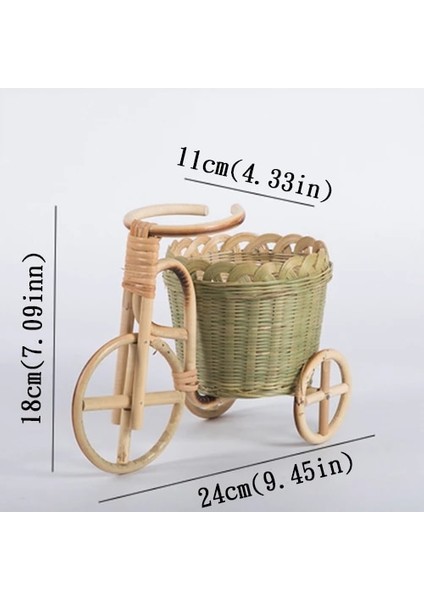 24X18CM Tarzı Mini Bambu El Yapımı Dokuma Hasır Hasır Sepet Rattan Meyve Gıda Ekmek Organizatör Bisiklet Sanat El Sanatları Mutfak Masası Dekorasyon (Yurt Dışından)