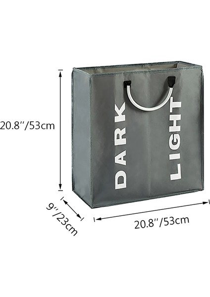 Derin GRI53X23X53CM Stili Üç Boyutlu Katlanabilir Çamaşır Sepeti Büyük Kirli Çamaşır Sepeti Sepet Sepet Sıralayıcısı Oxford Bezi Alüminyum Saplı Kirli Elbise Çantası (Yurt Dışından)