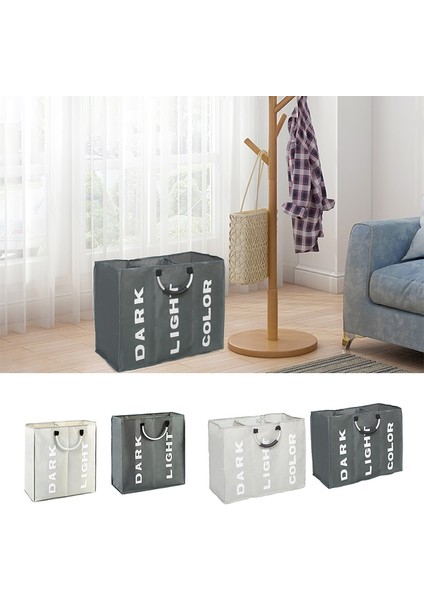 Derin GRI53X23X53CM Stili Üç Boyutlu Katlanabilir Çamaşır Sepeti Büyük Kirli Çamaşır Sepeti Sepet Sepet Sıralayıcısı Oxford Bezi Alüminyum Saplı Kirli Elbise Çantası (Yurt Dışından) fırsatları