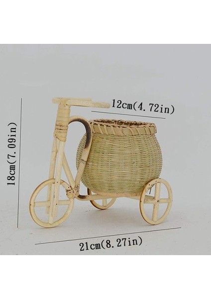 21X18CM Tarzı Mini Bambu El Yapımı Dokuma Hasır Hasır Sepet Rattan Meyve Gıda Ekmek Organizatör Bisiklet Sanat El Sanatları Mutfak Masası Dekorasyon (Yurt Dışından)