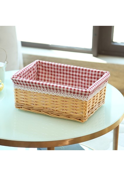 G Tarzı 36X26X14CM 4 Boyutlu El Yapımı Rattan Saklama Sepetleri Ev Eşyaları Aperatifler Meyve Enkazı Çamaşır Fg Söğüt Depolama Sepeti (Yurt Dışından)