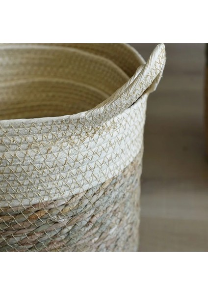 Gri 27CM Püskül Stili Iskandinav Hasır Depolama Sepeti Rattan Zemin Saksı El Sanatları Dekorasyon Modern Ev Oturma Odası Yatak Odası Dükkanı Bahçe Bitki Sepeti (Yurt Dışından) fırsatları