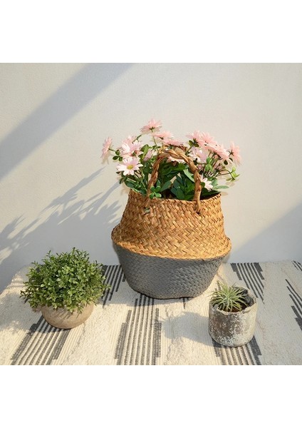 Su Geçirmez Astar Stili 22CMX20CM Bahçe Seagrass Sepetleri Bambu Saklama Sepetleri Çamaşır Hasır Asılı Saksı Kurutulmuş Çiçek Ev Pot Panier Osier Sepeti (Yurt Dışından) fırsatları