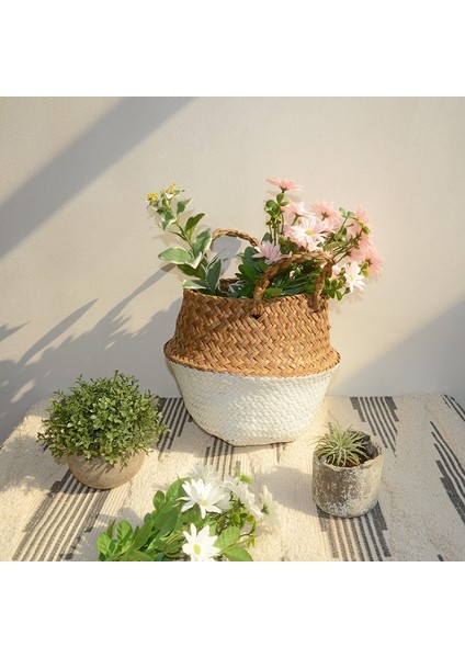 Su Geçirmez Astar Stili 22CMX20CM Bahçe Seagrass Sepetleri Bambu Saklama Sepetleri Çamaşır Hasır Asılı Saksı Kurutulmuş Çiçek Ev Pot Panier Osier Sepeti (Yurt Dışından) indirimleri