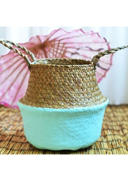 M Tarzı L Beden El Yapımı Depolama Sepeti Seagrass Hasır Saksı Bitki Sepeti Ev Bahçe Dekorasyon Katlanabilir Çamaşır Organizatör (Yurt Dışından)