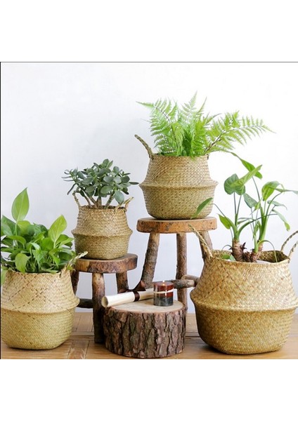 M Tarzı L Beden El Yapımı Depolama Sepeti Seagrass Hasır Saksı Bitki Sepeti Ev Bahçe Dekorasyon Katlanabilir Çamaşır Organizatör (Yurt Dışından) modelleri