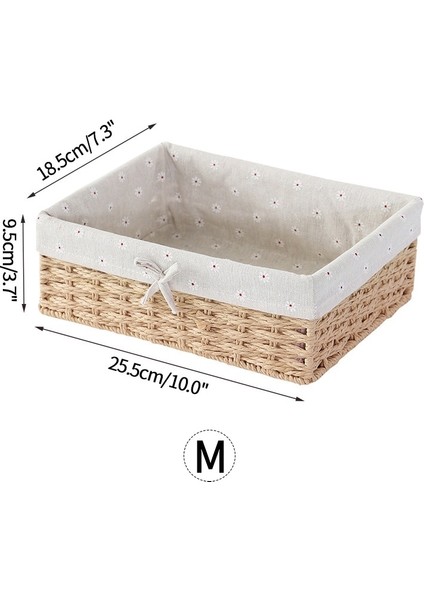 Saklama Sepeti M Tarzı El Yapımı Saklama Kutusu Çamaşır Sepet Hasır Sepetler Masaüstü Çeşitli Eşyalar Kozmetik Organizatör Giysi Kitap Aperatif Oyuncaklar Saklama Kutusu (Yurt Dışından)