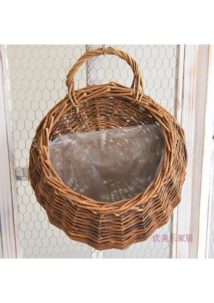 B Tarzı M Beden El Yapımı Rattan Vazo Çevre Dostu Duvar Asılı Vazo Konteyner Depolama Sepeti Hasır Sepet Yuva Saksı Ev Dekorasyonu (Yurt Dışından)