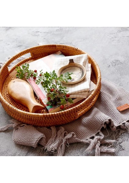 S Beden Stili Rattan Sepet El Dokuma Kahve Kahvaltı Bölme Tepsisi Gıda Depolama Tabakları Ekmek Tabağı Işleyici ile Içecek Aperatif Çay (Yurt Dışından) modelleri