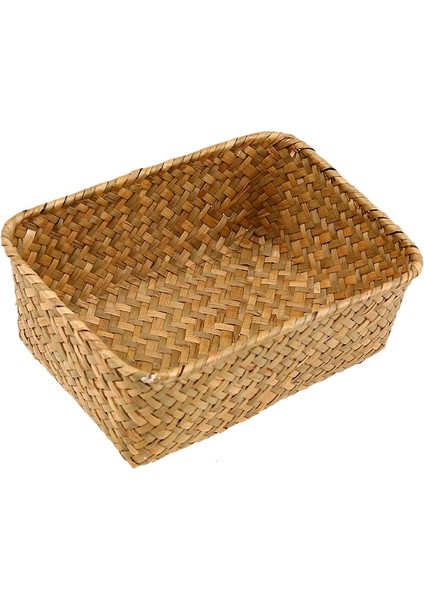 Sarı Stil M-17 x 13 x 8 cm Dikdörtgen El Dokuma Doğal Deniz Çayı Hasır Depolama Sepeti Ev Organizatör Kovaları Çevre Dostu Sepet Giysi Meyve Sepeti (Yurt Dışından)