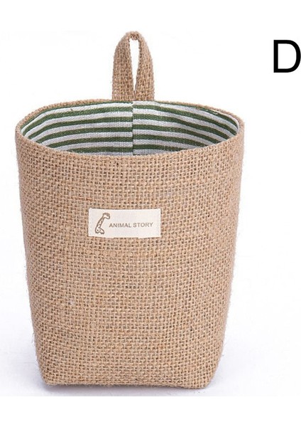 D Stili Pamuk Keten Çanta Masaüstü Depolama Sepeti Asılı Cep Küçük Çuval Çeşitli Eşyalar Saklama Kutusu Kozmetik Saklama Çantası Masaüstü Organizatör (Yurt Dışından)