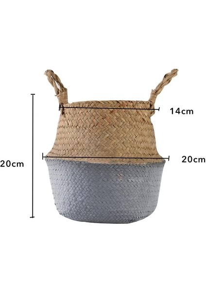 20X20X14CM K Stili El Yapımı Hasır Dokuma Kapaklı Depolama Sepeti Aperatif Organizatör Saklama Kutusu Çamaşır Sepetleri Rattan Depolama Çiçek Sepeti (Yurt Dışından)